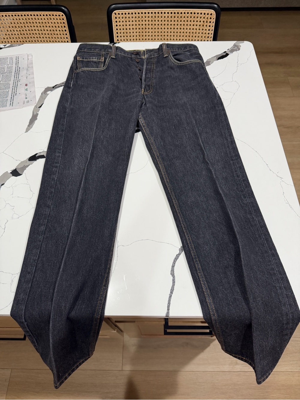 Levi 501 center creased and starched